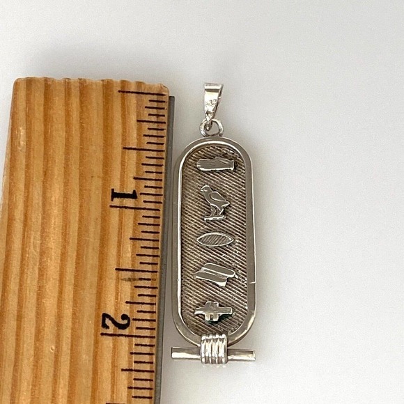 Egyptian Cartouche Pendant Sterling Silver 6.21g Vintage Handmade “Doris” - Picture 5 of 7